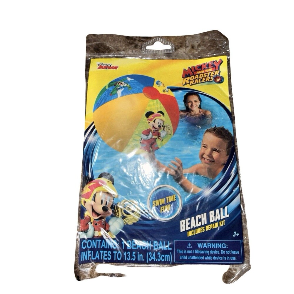 Disney Mickey Beach Ball Kids Inflatable 13.5in Pool Toy Roadster New